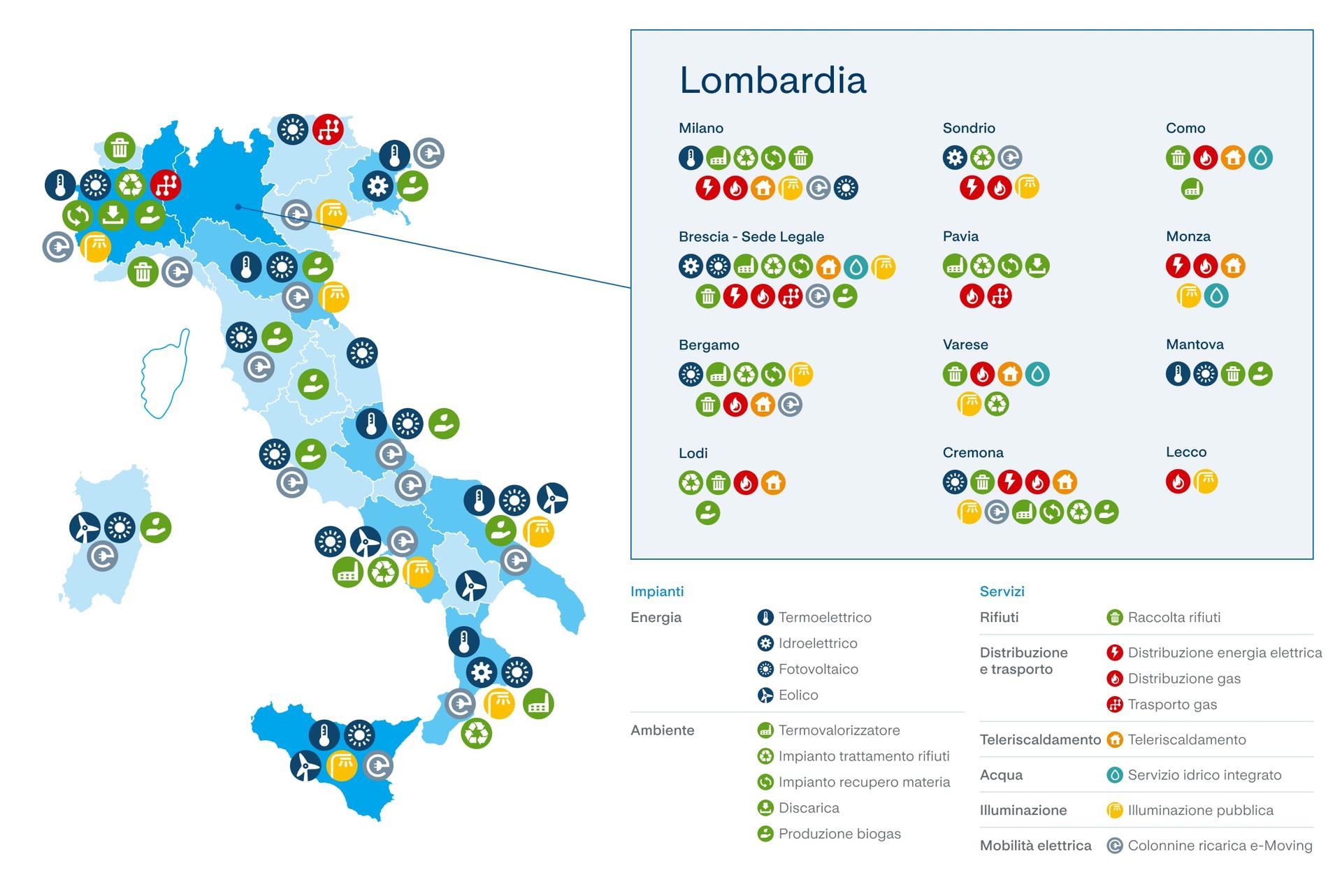 Mappa dell'Italia dei nostri impianti: Scopri il dettaglio nel testo sottostante Mappa dell'Italia dei nostri impianti: Scopri il dettaglio nel testo sottostante